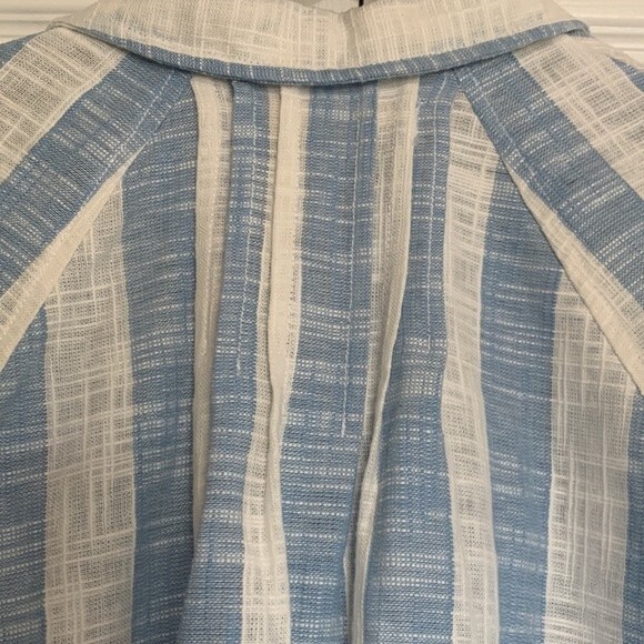 We The Free Away At Sea Striped Linen Blend Button Down Cropped Collared Shirt - Picture 11 of 11